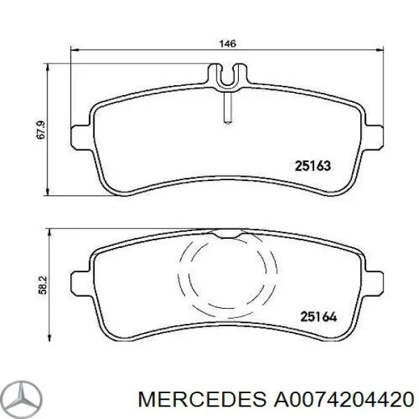 Задние тормозные колодки A0074204420 Mercedes