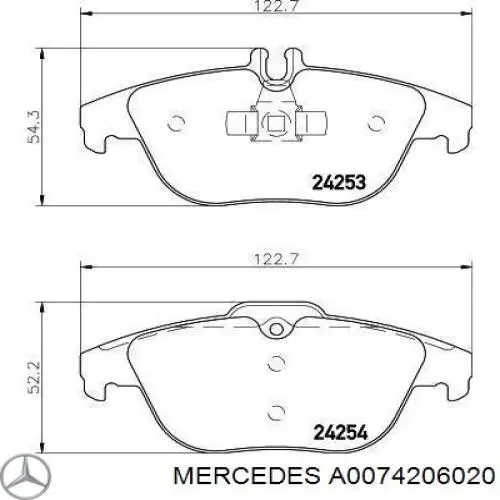 Колодки дисковые  Mercedes A0074206020 цена, от 29.33 USD
