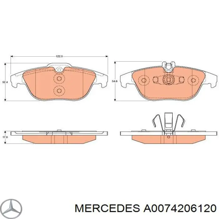 A0074206120 Mercedes колодки тормозные задние дисковые