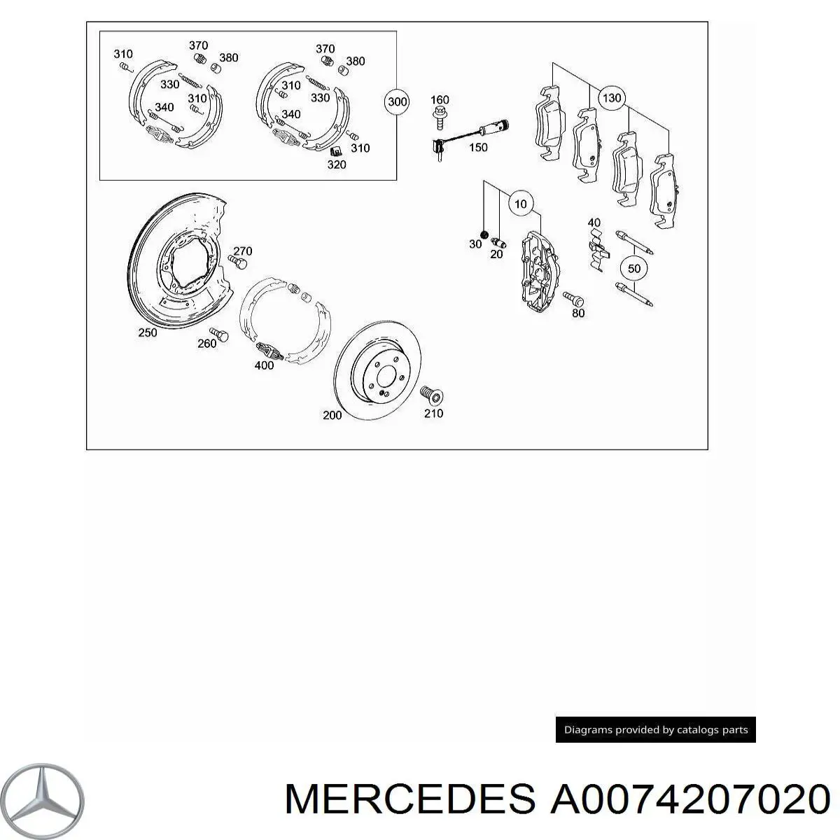 Передние тормозные колодки A0074207020 Mercedes