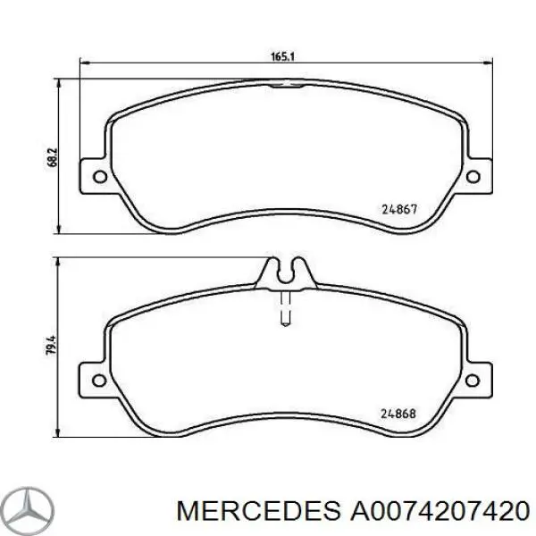 A0074207420 Mercedes sapatas do freio dianteiras de disco