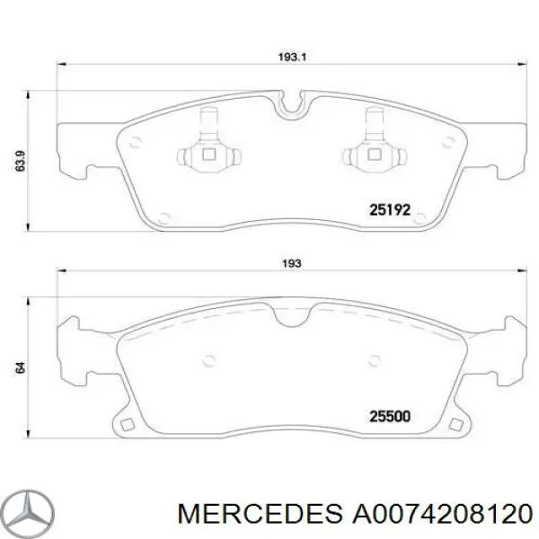 Колодки Mercedes A0074208120 цена, от 89.52 USD