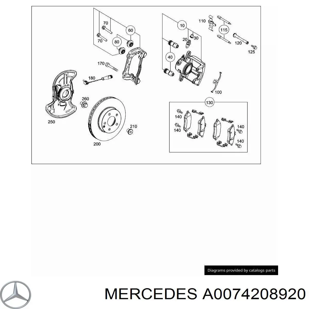 A0074208920 Mercedes колодки тормозные передние дисковые