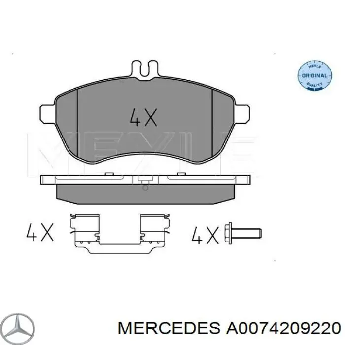 Передние тормозные колодки A0074209220 Mercedes