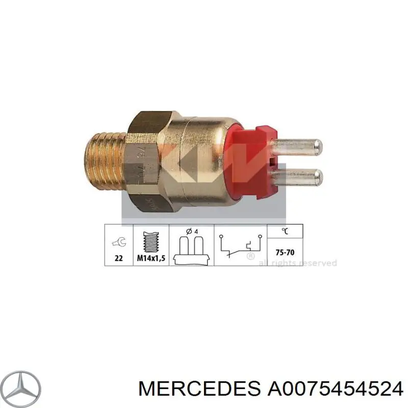 0075454524 Mercedes датчик температуры охлаждающей жидкости (включения вентилятора радиатора)