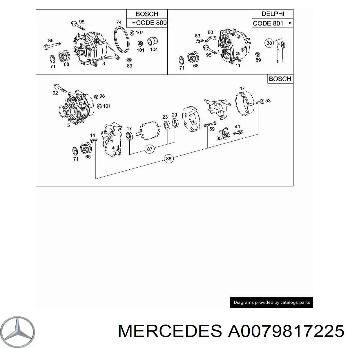A0079817225 Mercedes подшипник генератора