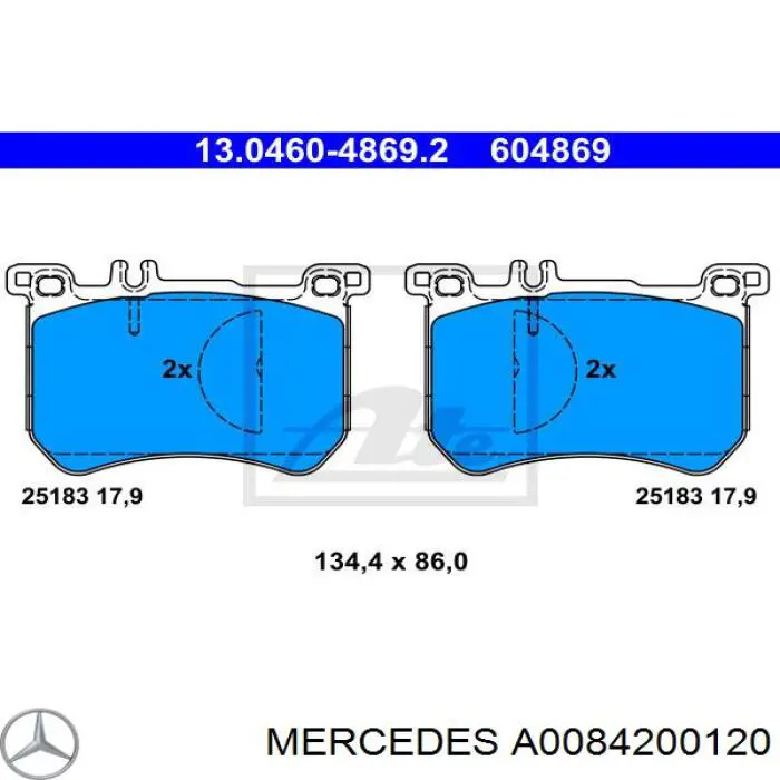 A0084200120 Mercedes Колодки передние