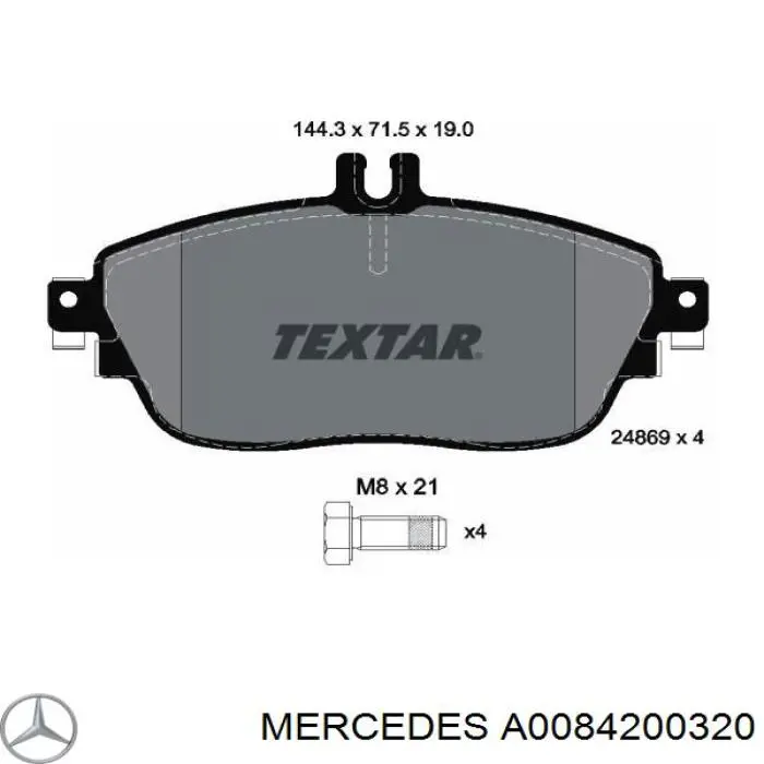 Колодки Mercedes A0084200320 цена, от 140.04 USD