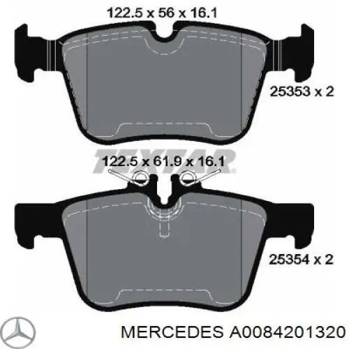 A0084201320 Mercedes sapatas do freio traseiras de disco