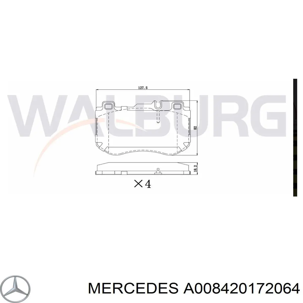 Передние тормозные колодки A008420172064 Mercedes