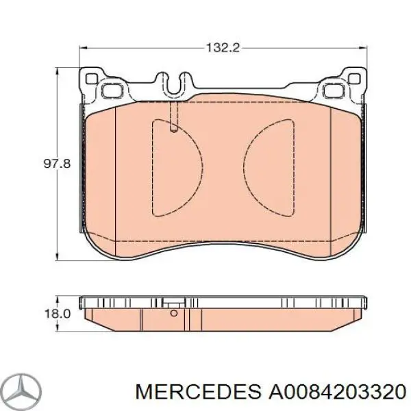Передние тормозные колодки A0084203320 Mercedes