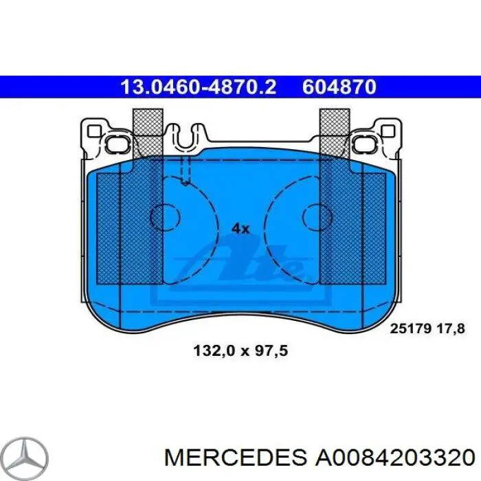 Передние тормозные колодки A0084203320 Mercedes