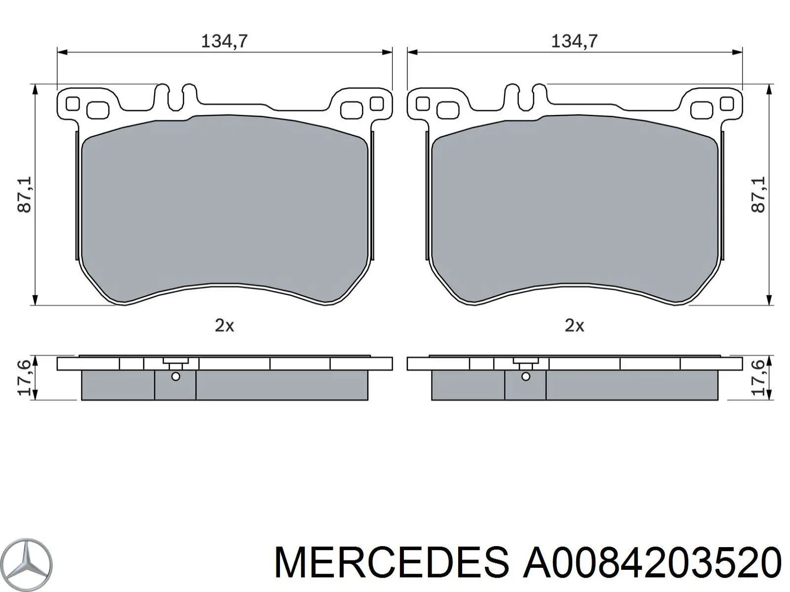 Передние тормозные колодки A0084203520 Mercedes