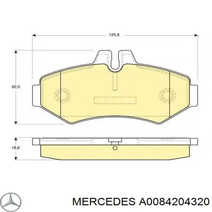 Купить A0084204320 Mercedes Колодки тормозные задние, дисковые