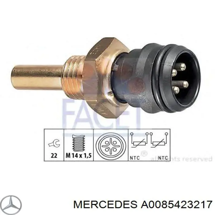 A0085423217 Mercedes датчик температуры охлаждающей жидкости
