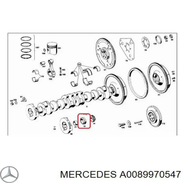 Сальник коленвала двигателя передний A0089970547 Mercedes