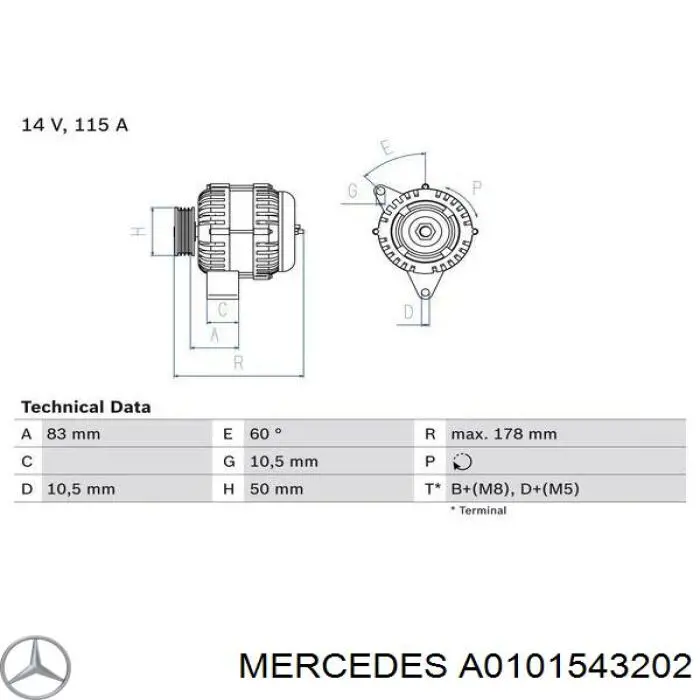A0101543202 Mercedes генератор