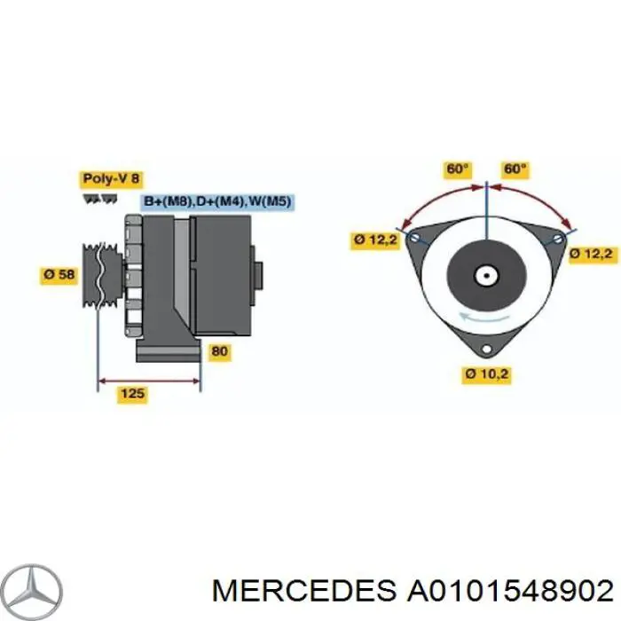 Генератор A0101548902 Mercedes