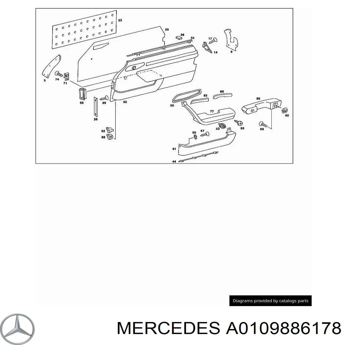 Купить A0109886178 Mercedes Клипса крепления накладок порогов