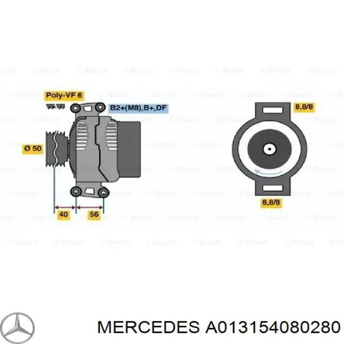 Генератор A013154080280 Mercedes