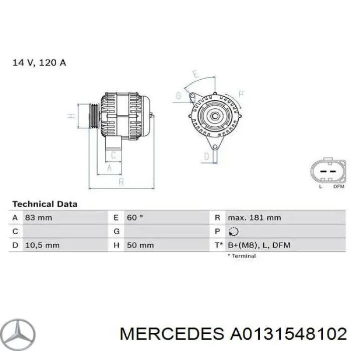 Автомобильный генератор Mercedes A0131548102 цена, от 127.54 USD
