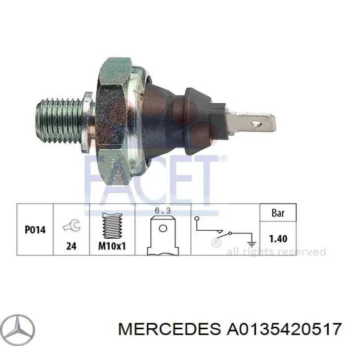 A0135420517 Mercedes датчик давления масла