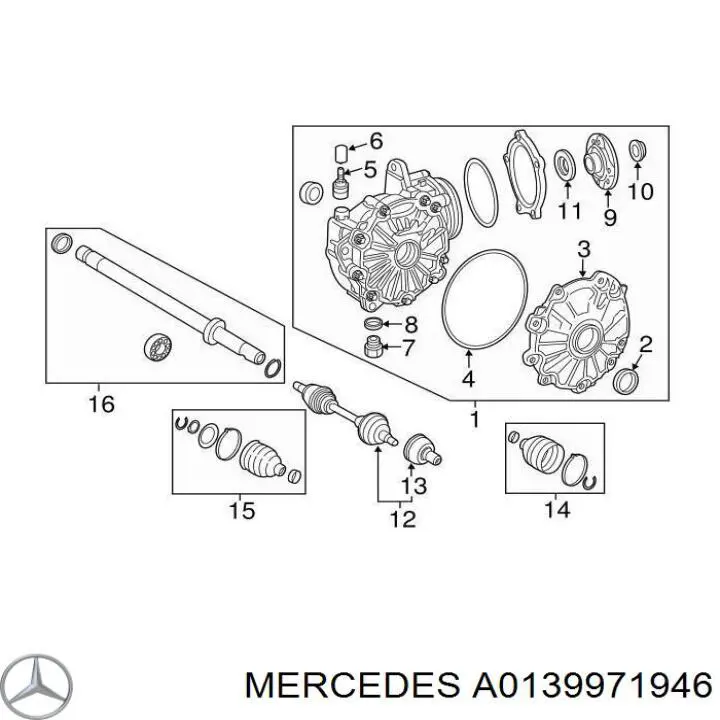 A0139971946 Mercedes сальник редуктора переднего моста