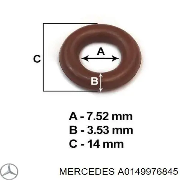 A0149976845 Mercedes кольцо (шайба форсунки инжектора посадочное)
