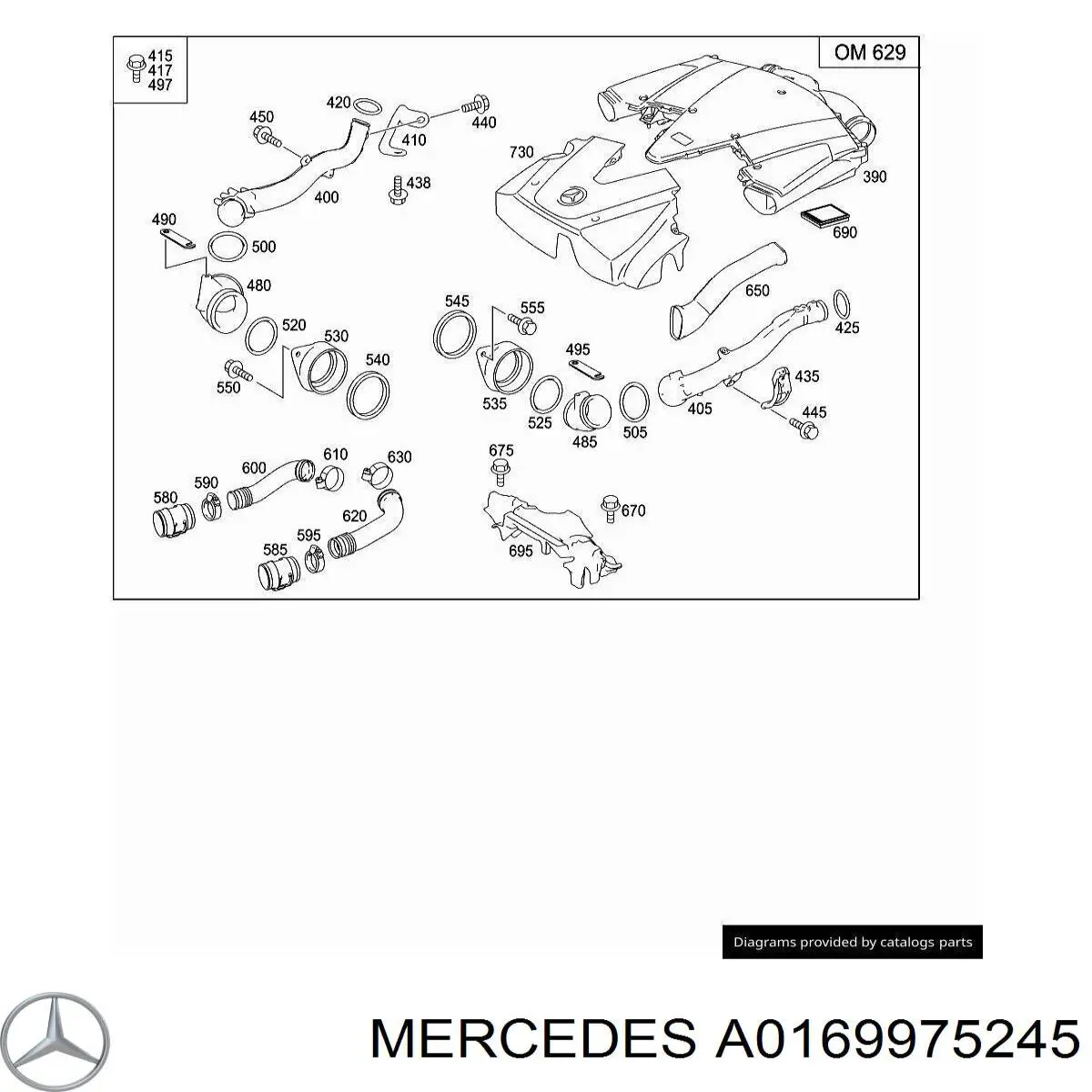 Anillo de sellado de tubería EGR A0169975245 Mercedes