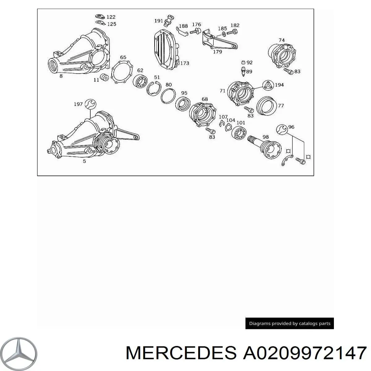 Сальник хвостовика редуктора заднего моста A0209972147 Mercedes