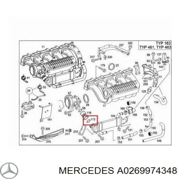 A0269974348 Mercedes кольцо уплотнительное патрубка egr
