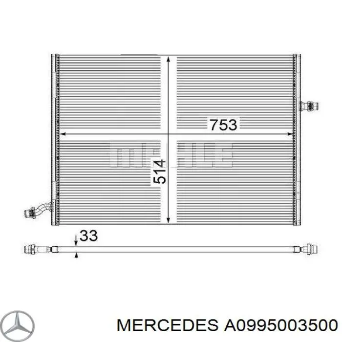 A0995003500 Mercedes radiador de esfriamento de motor adicional