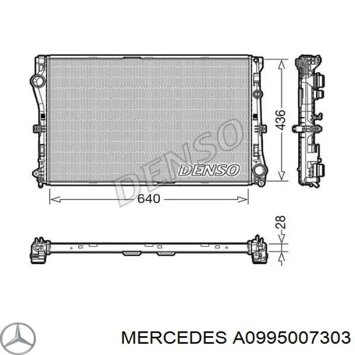 Радиатор охлаждения двигателя Mercedes A0995007303