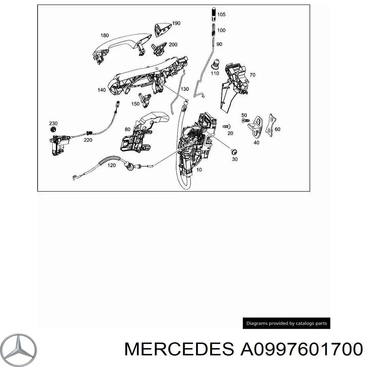 0997601700 Mercedes держатель наружной ручки двери задней левой