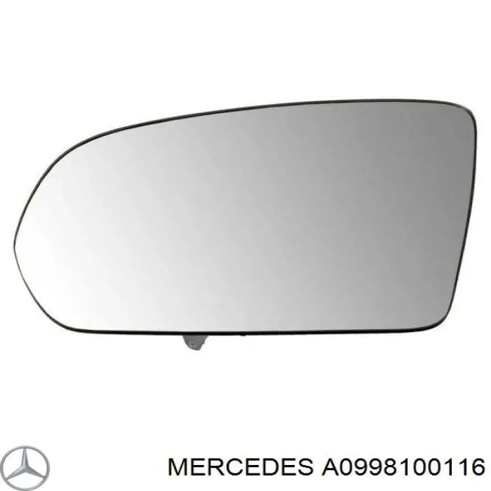 A0998100116 Mercedes elemento espelhado do espelho de retrovisão esquerdo