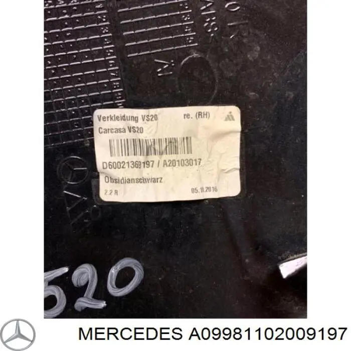 Купить A0998110200 Mercedes Накладка/крышка зеркала заднего вида, правая