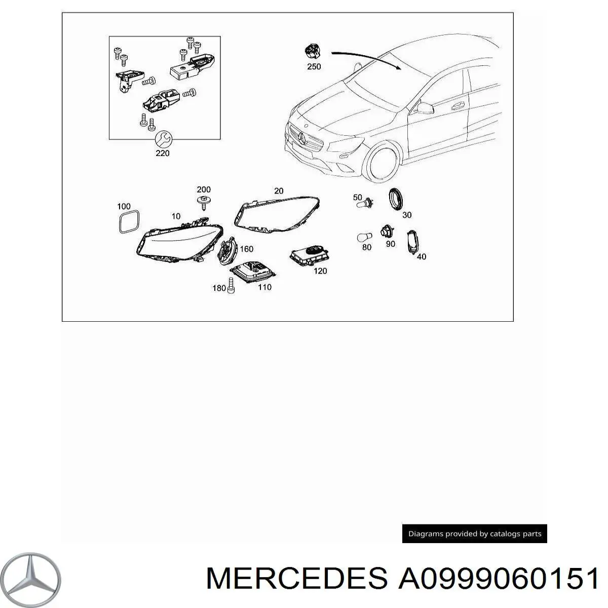 A0999060151 Mercedes luzes máximas esquerdas