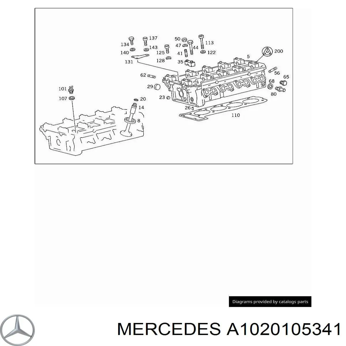 Комплект прокладок двигателя верхний Mercedes A1020105341