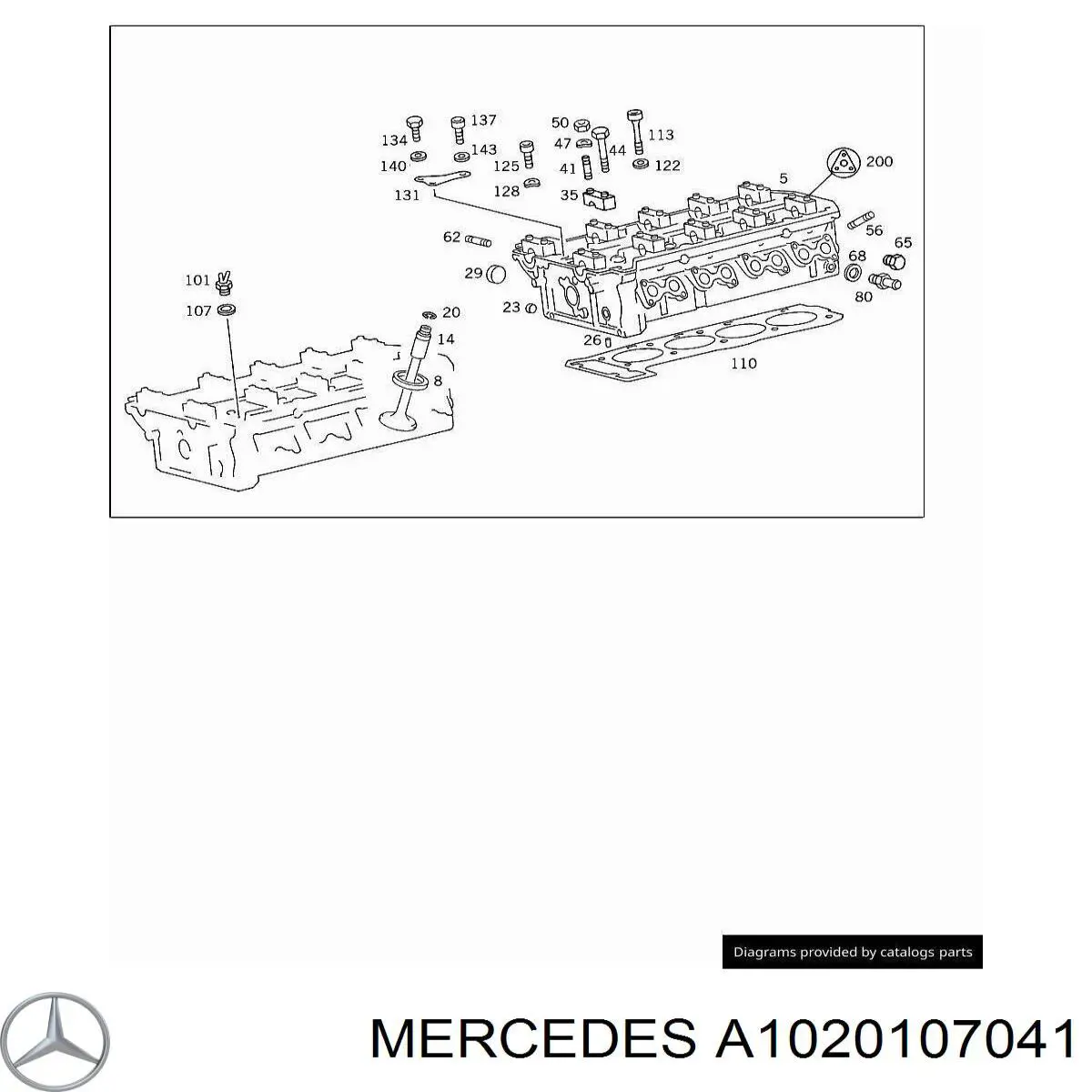 1020107041 Mercedes комплект прокладок двигателя верхний