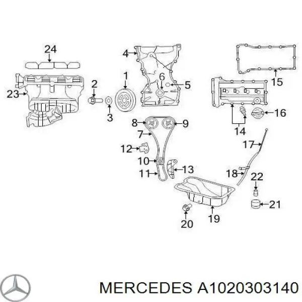 Вкладыши коленвала коренные, комплект, 1-й ремонт (+0,25) A1020303140 Mercedes