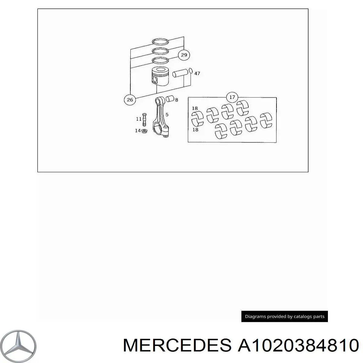 Вкладыши коленвала, шатунные, комплект, 1-й ремонт (+0,25) Mercedes A1020384810 цена, от 27.44 USD