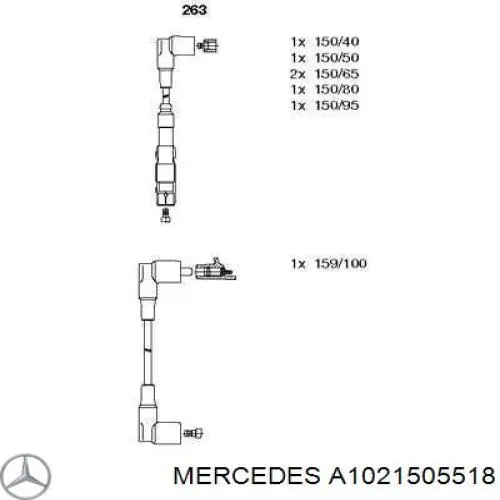 Провод высоковольтный, цилиндр №2, 3 Mercedes A1021505518