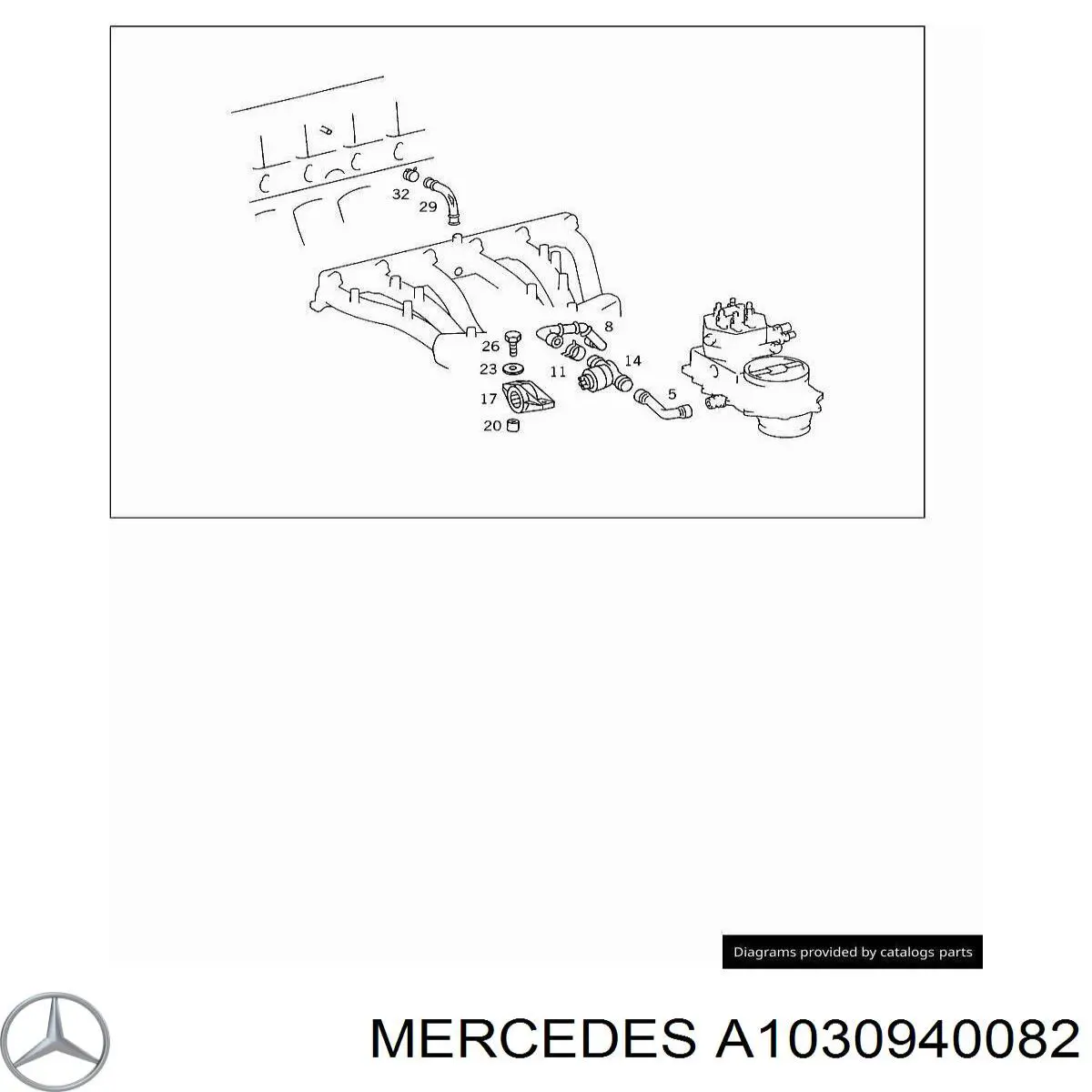 1030940082 Mercedes патрубок вентиляции картерных газов