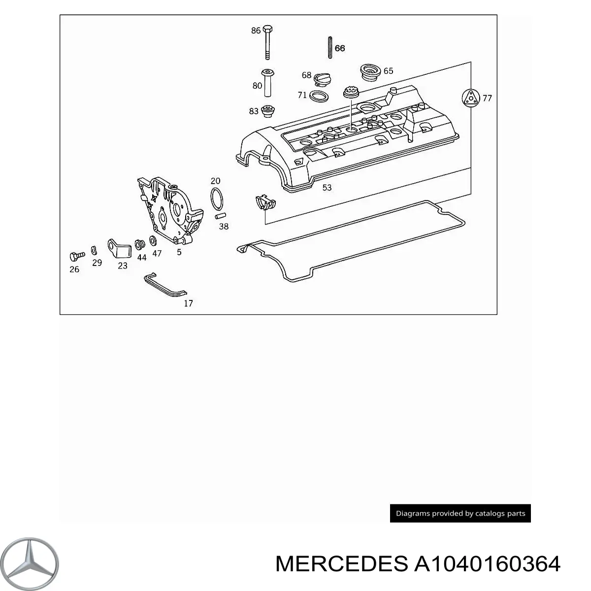 A1040160364 Mercedes bucha de fixação da tampa de válvulas