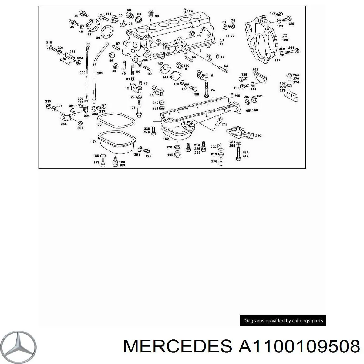 1100109508 Mercedes комплект прокладок двигателя нижний