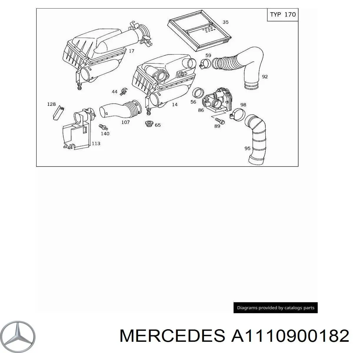 Cano derivado de ar, saída de filtro de ar para Mercedes CLK (C208)