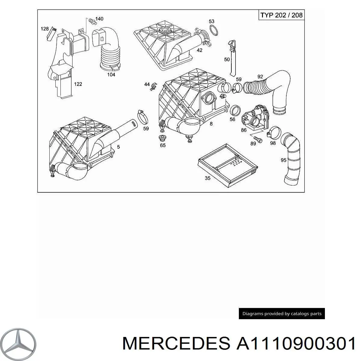 Caixa de filtro de ar para Mercedes C (S202)