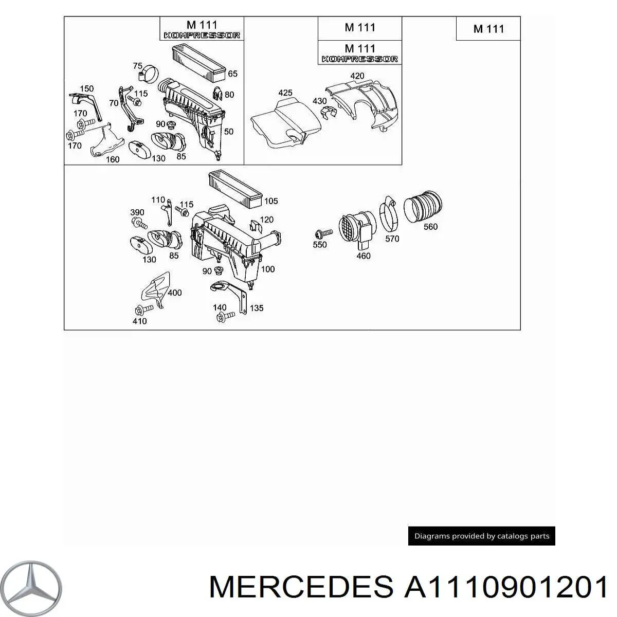 Корпус воздушного фильтра в сборе Mercedes A1110901201 цена, от 25.83 USD