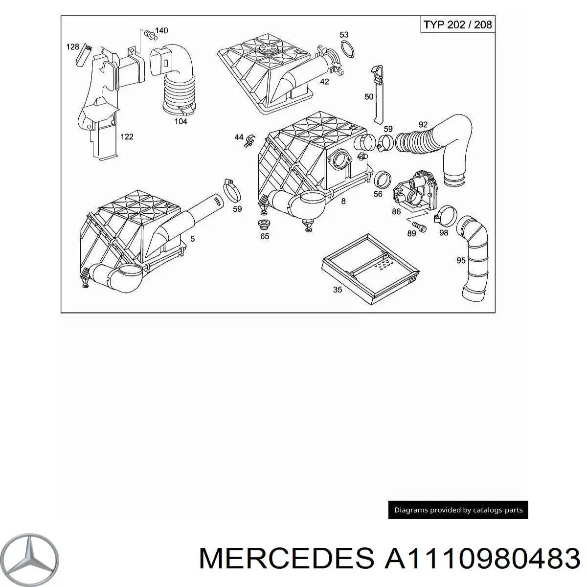 Патрубок воздушный, выход воздушного фильтра Mercedes A1110980483 цена, от 11.29 USD