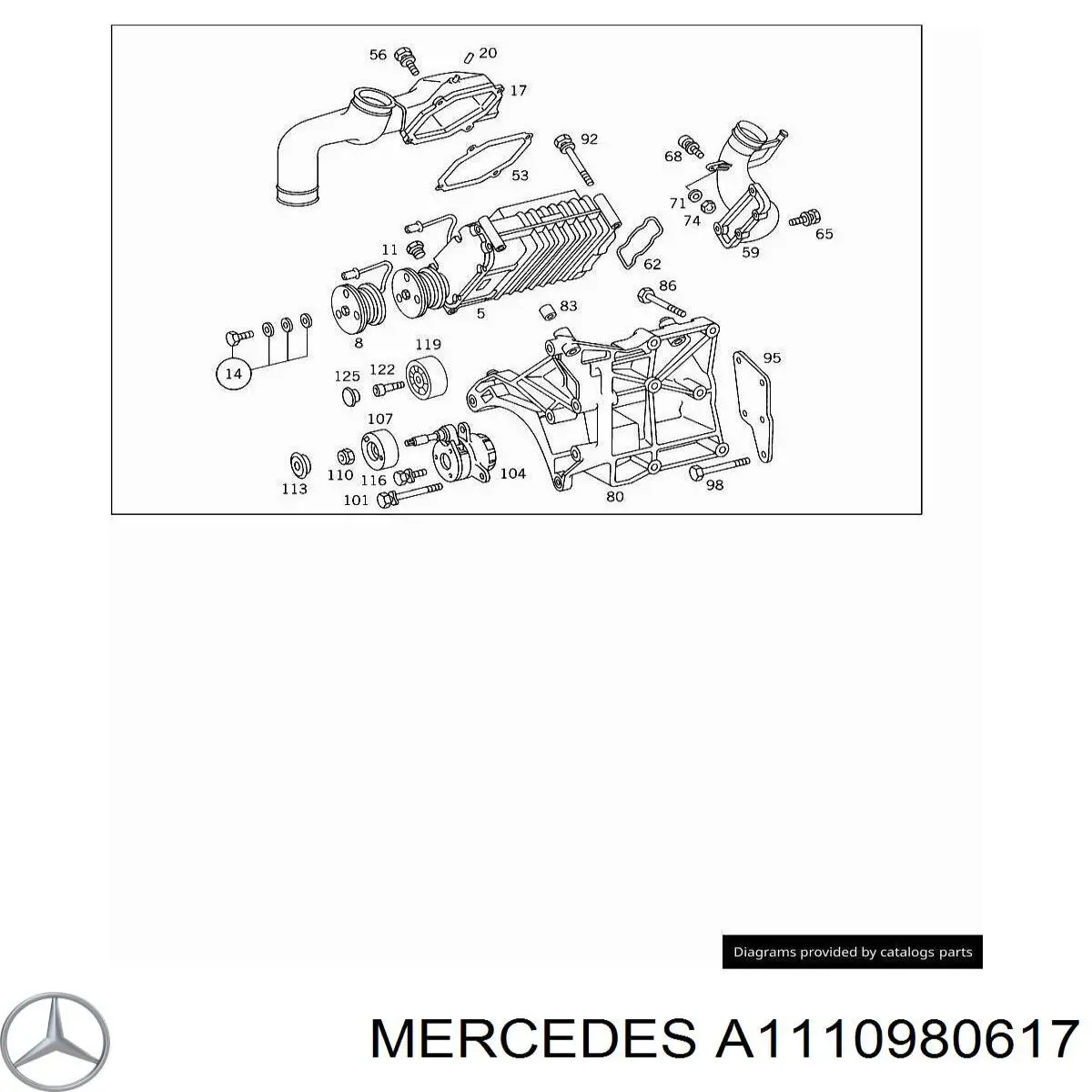 Купить A1110980317 Mercedes Патрубок воздушный, выход из турбины/компрессора (наддув)